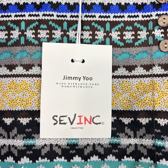 Jimmy Yoo Tunic Top Womens 2X Multi Aztec Striped Satin Tie Dye Hem Lagenlook - Picture 8 of 13